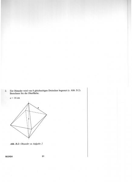 Ein Oktaeder wird von 8 gleichseitigen Dreiecken begrenzt ...