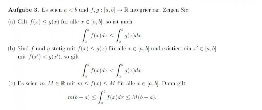 Integralrechnung Sei F X G X In A B Beweise Dieselbe Ungleichung Fur Das Bestimmte Integral Mathelounge