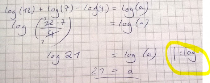 Logarithmus umformen -> ist das so möglich? log(21) = log ...