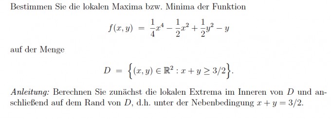 Aufgabenstellung: Lokale Extrema von Funktionen auf Mengen ...