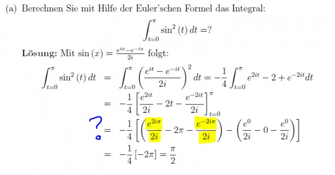 Integral mit Euler'schen Formel berechnen | Mathelounge