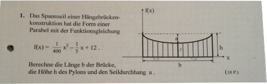 Klassenarbeit Quadratische Funktionen Parabelrechnung