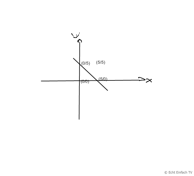 x+y=5. Skizze der Spiegelung