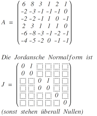 Jordan-Basis einer 6*6-Matrix A((6 8 3 1 2 1 ...