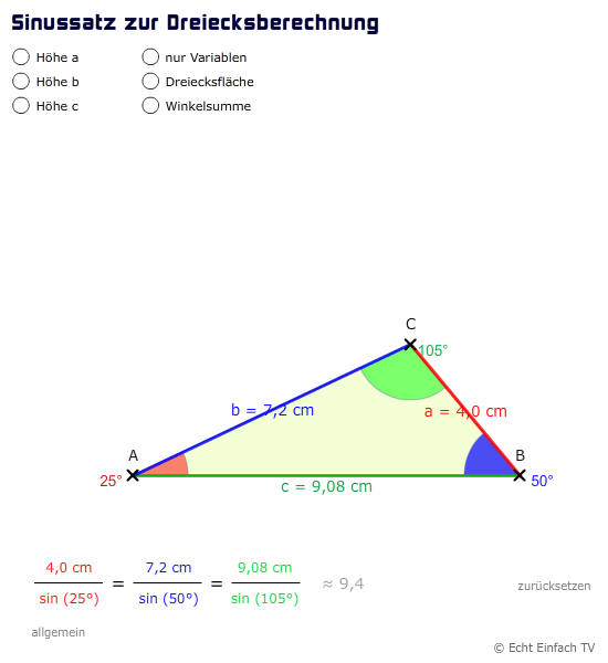 Dreiecksaufgabe mit Sinussatz lösen? Seiten a = 4 cm und b ...