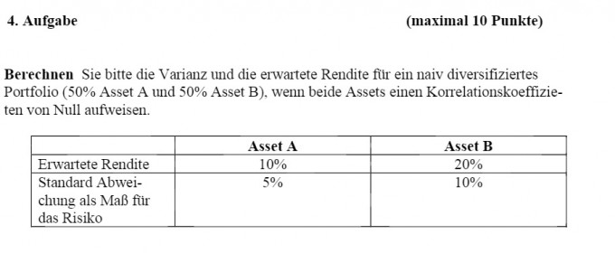 Finanzmathematik: Berechnen Sie bitte die Varianz und die ...