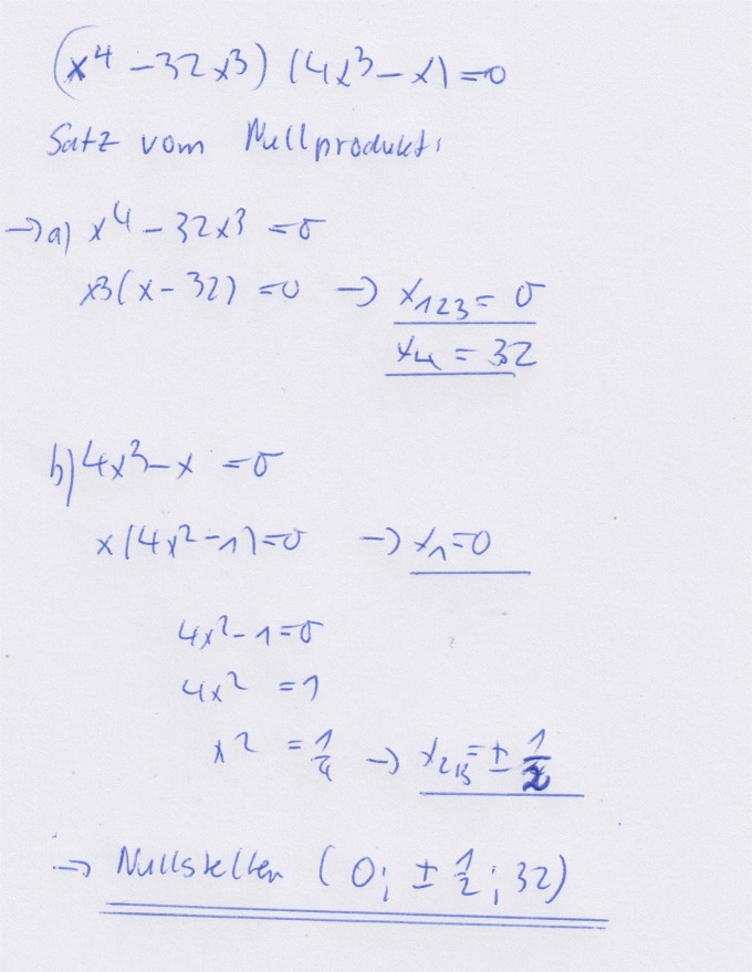 Nullstelle berechnen (x^4-32x^3)(4x^3-x) | Mathelounge