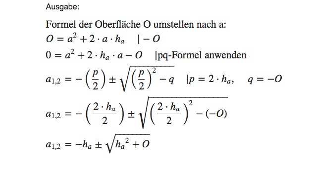 Mantelflache Zylinder Formel