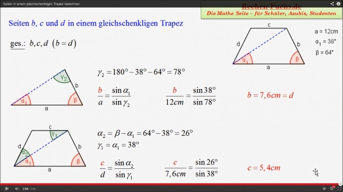 gleichschenkliges Trapez-Auflösung nach a | Mathelounge