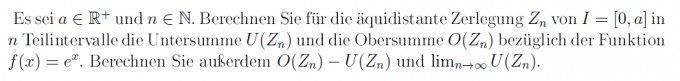 Äquidistante Zerlegung in Teilintervalle Untersumme und ...