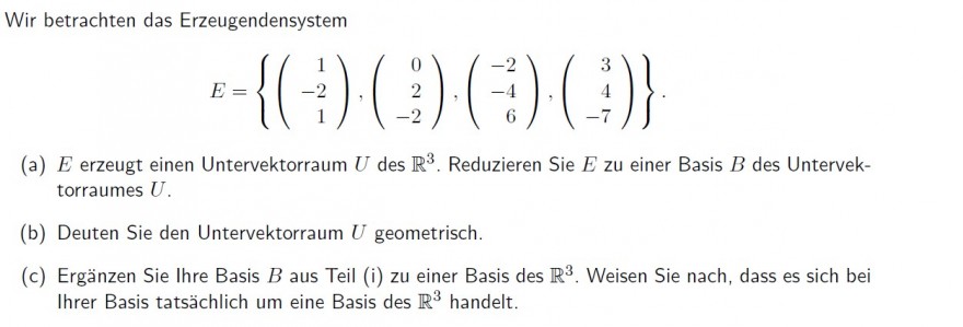 Deuten Sie Den Untervektorraum U Geometrisch Mathelounge