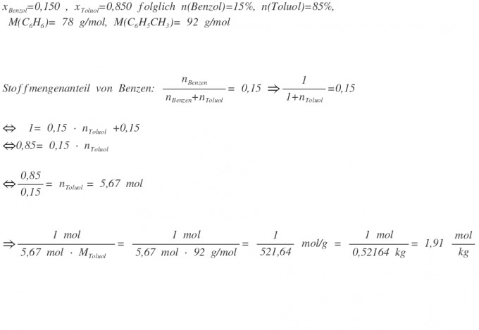 Molalität von einer Lösung mit bekanntem Stoffmengenanteil ...