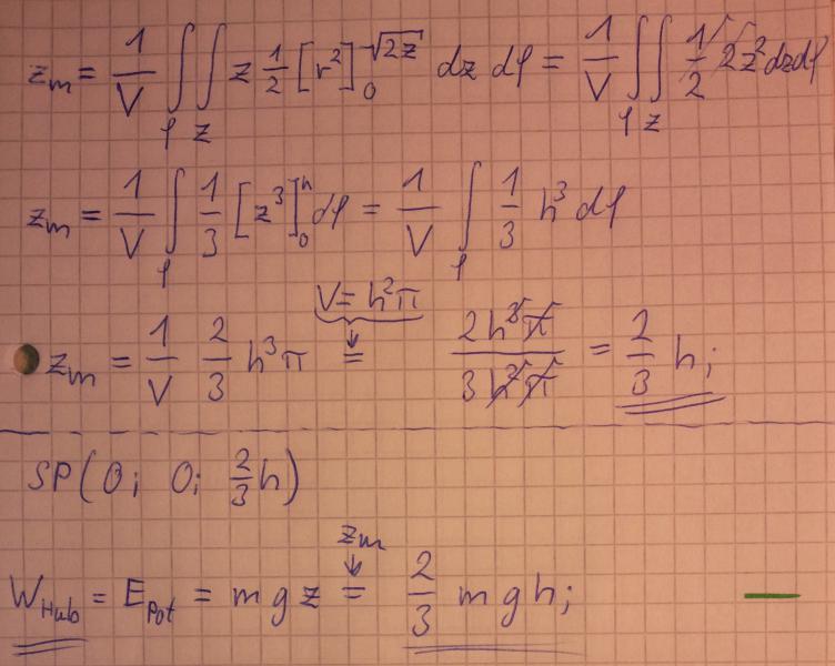 Mehrfachintegral, Schwerpunktberechnung, Rotationsparaboloid