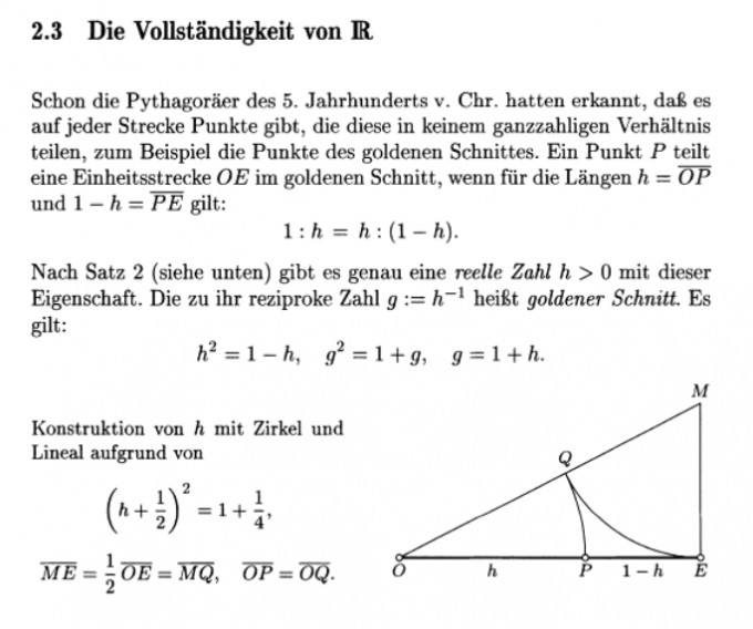 Goldener Schnitt Beweis Analysis | Mathelounge