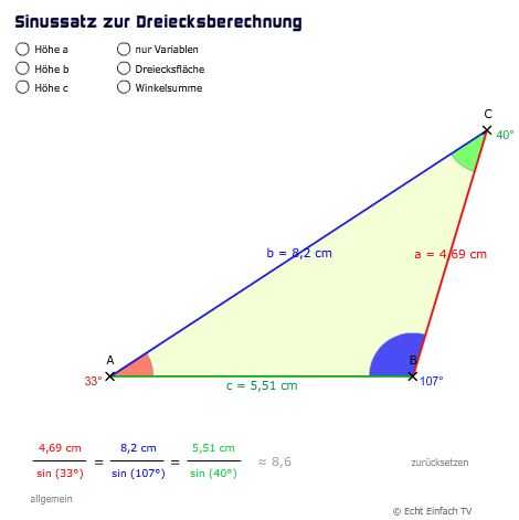 berechnung mit sinussatz