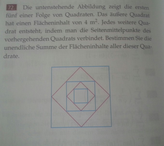 Geometrische Reihe; Folge von Quadraten, die einem Quadrat ...
