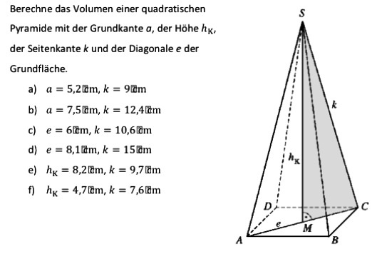 volumen einer quadratischen pyramide | Mathelounge