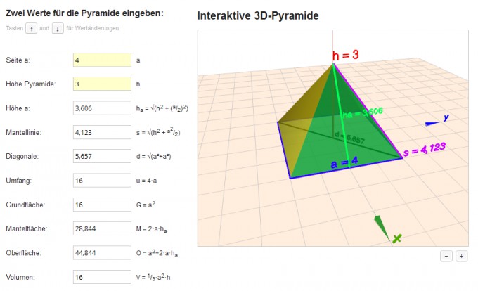 Neues Geometrie-Programm: Pyramiden online berechnen aus ...