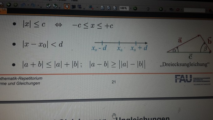 Dreiecksungleichung mit minus. Herleitung von |a-b| ≥ ||a| -|b