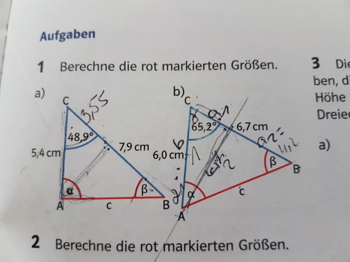 Trigonometrie in der Ebene. Allgemeines Dreieck. | Mathelounge