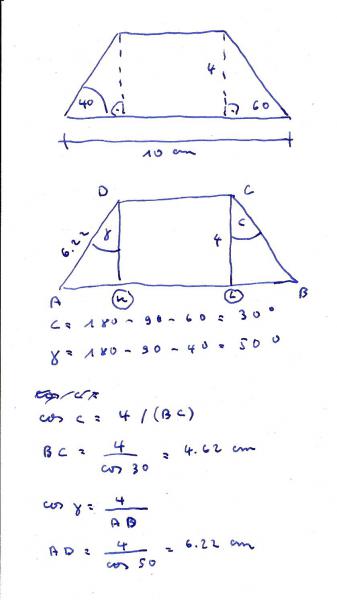 Aufgabe Zum Trapez Mit A 40 Ss 60 Ab 10cm Und H 4 Cm Winkel Berechnen Mathelounge
