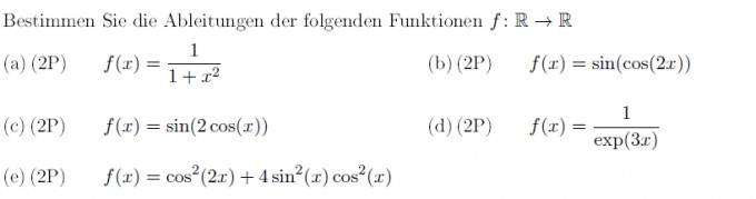 bestimmen sie die ableitungen der folgenden funktionen ...