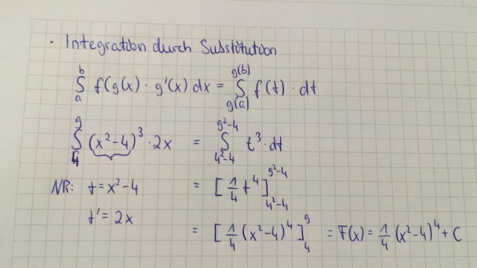 Integration durch Substitution an diesem Beispiel ...
