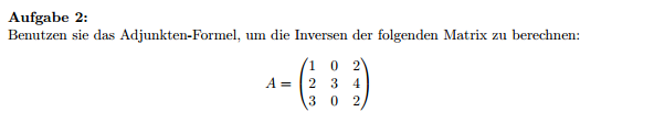 Inversen der Matrix mit Adjunkten-Formel berechnen ...
