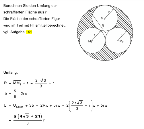 Umfang der schraffierten Fläche berechnen Planimetrie ...